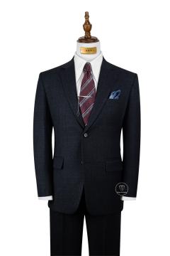 Bộ Suit Đen Sọc Xước Xám Classic Fit TGS363